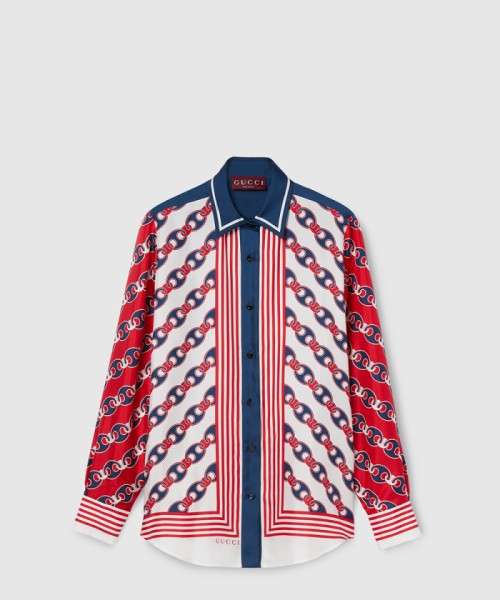 [GUCCI-구찌]트윌 멀버리 실크 프린트 셔츠 837642
