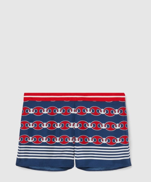 [GUCCI-구찌]프린트 트윌 멀버리 실크 쇼츠 840637