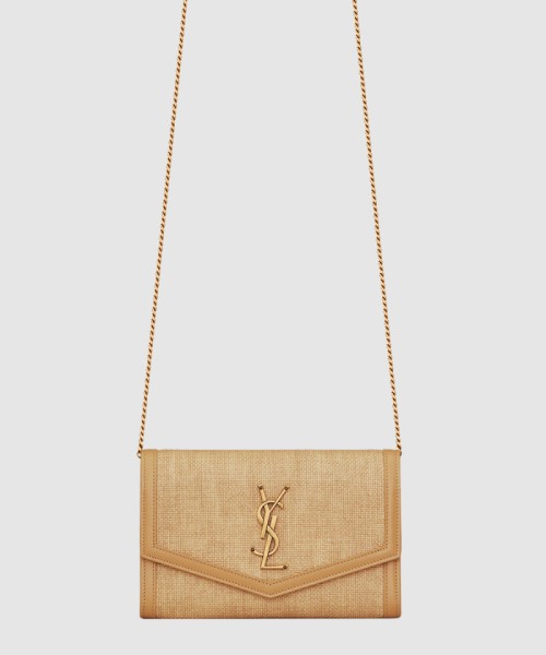 [SAINT LAURENT-생로랑]마이크로 라피아 소재의 UPTOWN 체인 지갑 607788