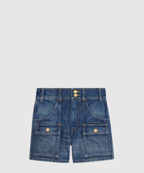[CELINE-셀린느]키티 쇼츠 다크 유니언 워시 데님 RP06N9